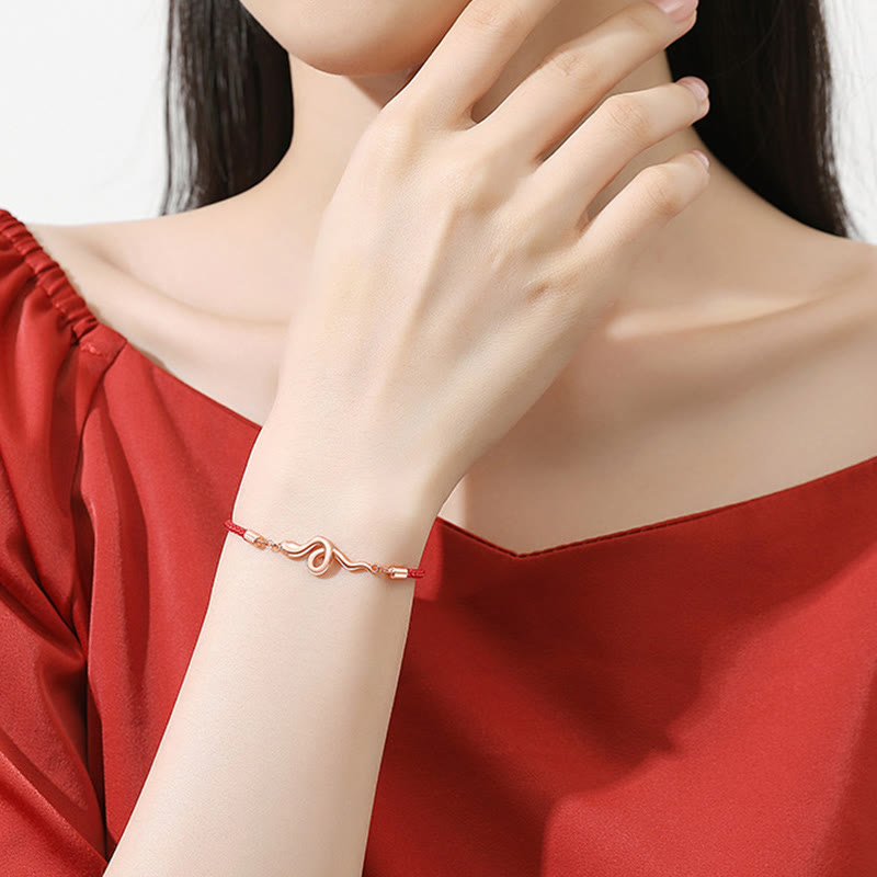 KarmaRipple's 925 Sterling Silver Year Of Snake Red String Protection Woven Bracelet p8
