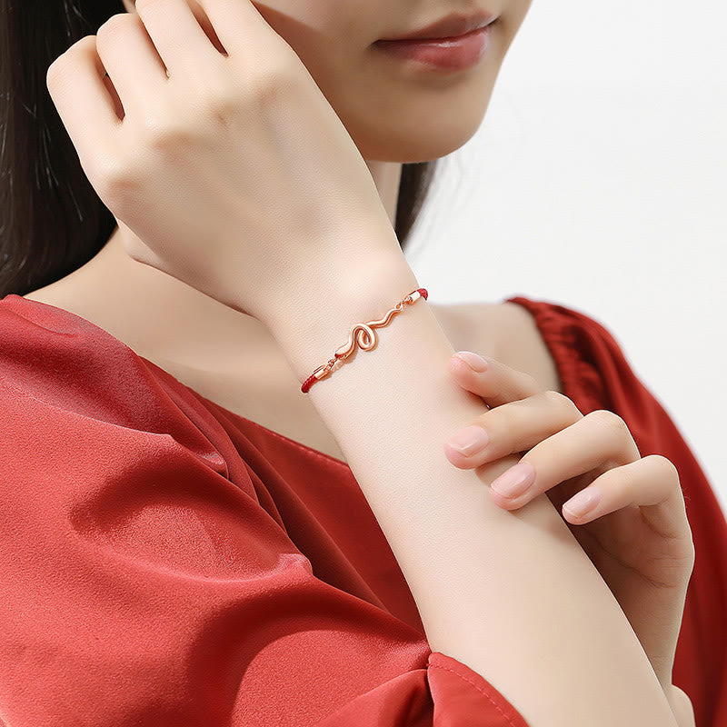 KarmaRipple's 925 Sterling Silver Year Of Snake Red String Protection Woven Bracelet p9