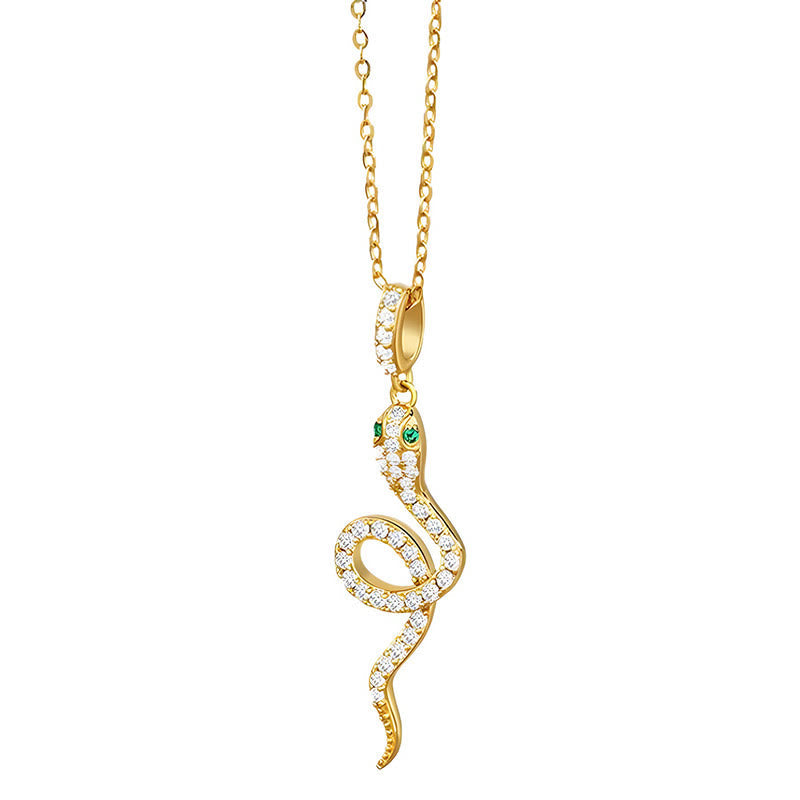 KarmaRipple's 925 Sterling Silver Year Of The Snake Green-eyed Snake Blessing Protection Pendant Necklace p2