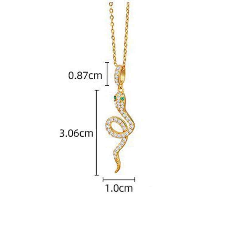 KarmaRipple's 925 Sterling Silver Year Of The Snake Green-eyed Snake Blessing Protection Pendant Necklace p5