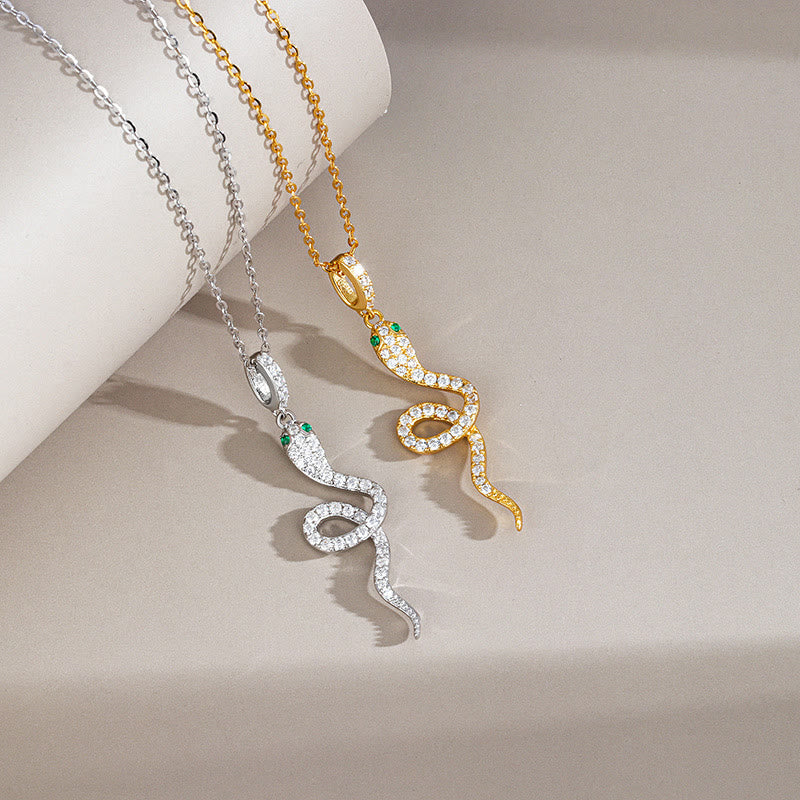 KarmaRipple's 925 Sterling Silver Year Of The Snake Green-eyed Snake Blessing Protection Pendant Necklace p3