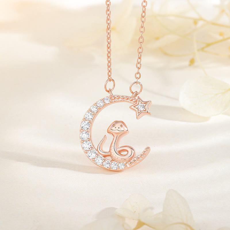 KarmaRipple's 925 Sterling Silver Moon Snake Year Of The Snake Blessing Pendant Necklace p11