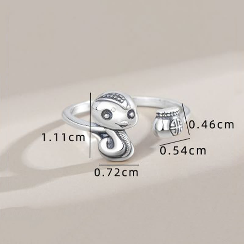 KarmaRipple's 925 Sterling Silver Year Of The Snake Balance Adjustable Ring p5