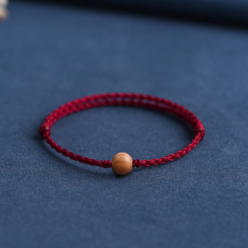 KarmaRipple's Authentic Peach Wood Bead Ward Off Evil Spirits Woven Bracelet p42