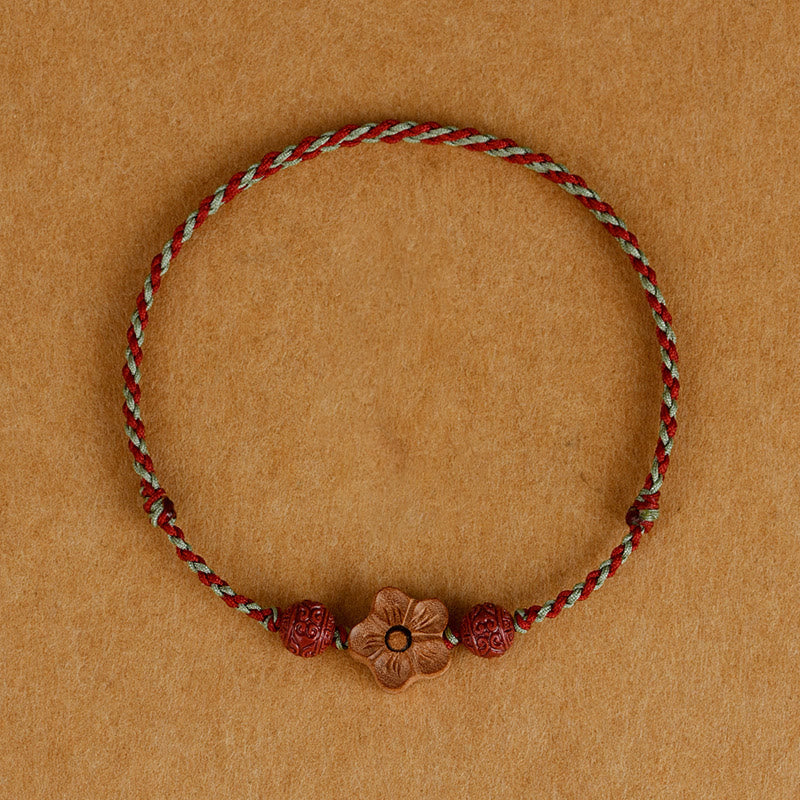 KarmaRipple's Peach Wood Small Peach Blossom Cinnabar Wealth String Bracelet Anklet p19