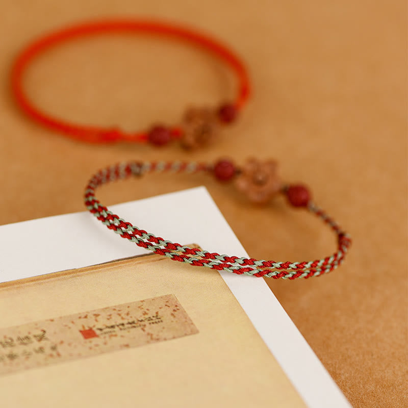 KarmaRipple's Peach Wood Small Peach Blossom Cinnabar Wealth String Bracelet Anklet p15
