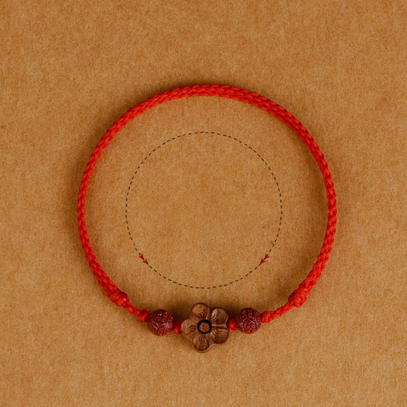 KarmaRipple's Peach Wood Small Peach Blossom Cinnabar Wealth String Bracelet Anklet p6