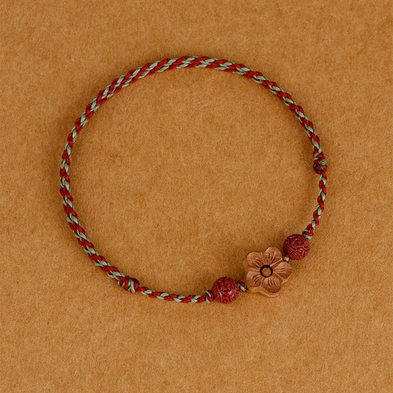 KarmaRipple's Peach Wood Small Peach Blossom Cinnabar Wealth String Bracelet Anklet p11