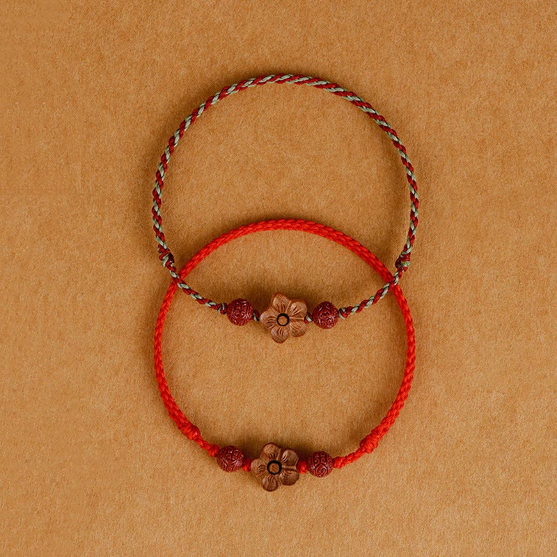 KarmaRipple's Peach Wood Small Peach Blossom Cinnabar Wealth String Bracelet Anklet p3