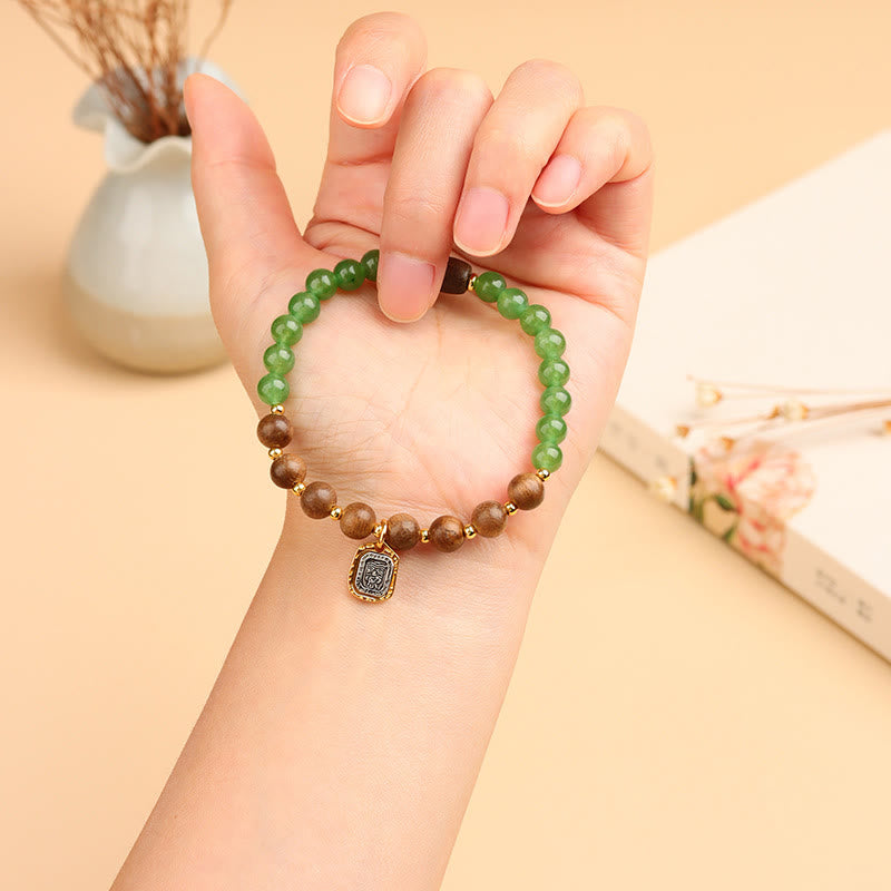 KarmaRipple's Kalimantan Agarwood Green Chalcedony Zakiram Goddess of Wealth Strength Bracelet p8