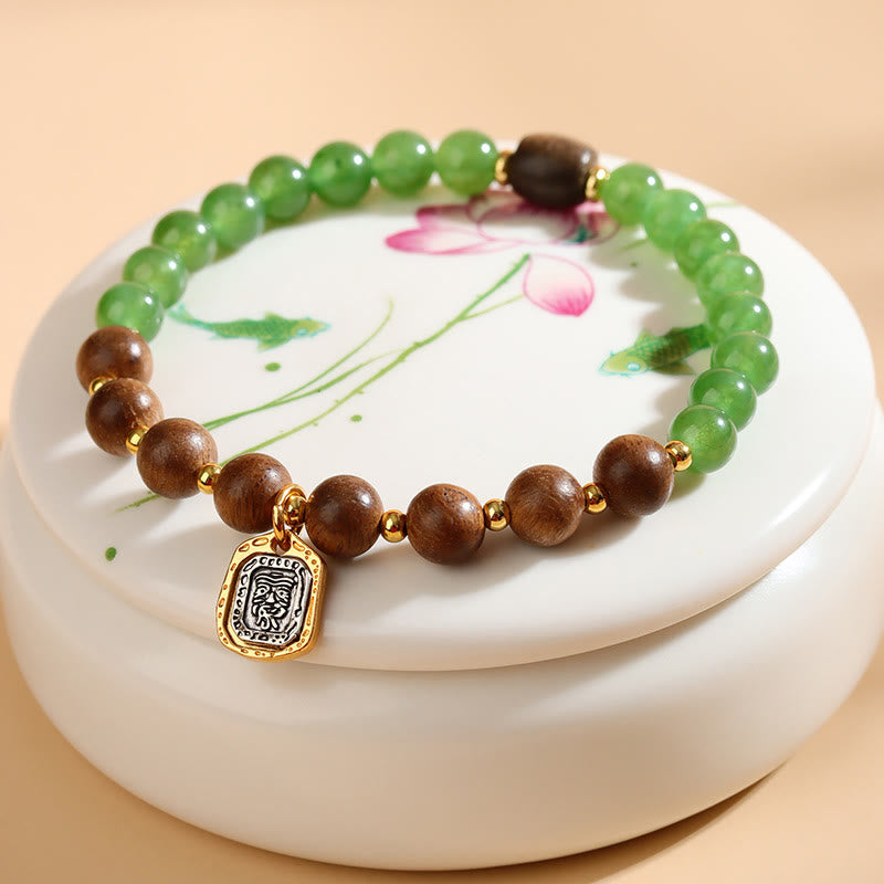 KarmaRipple's Kalimantan Agarwood Green Chalcedony Zakiram Goddess of Wealth Strength Bracelet p4