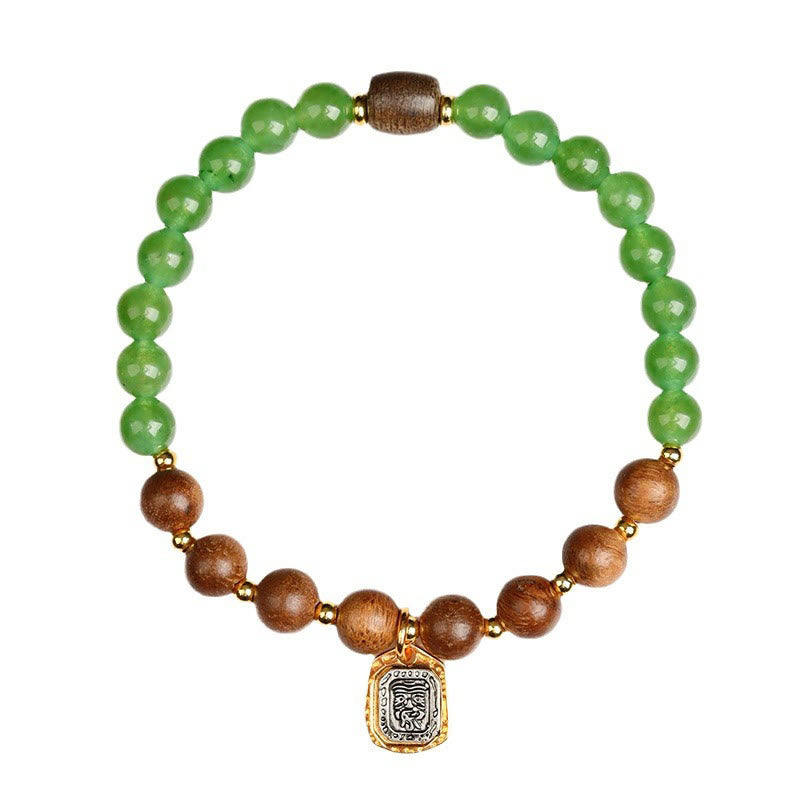 KarmaRipple's Kalimantan Agarwood Green Chalcedony Zakiram Goddess of Wealth Strength Bracelet p11