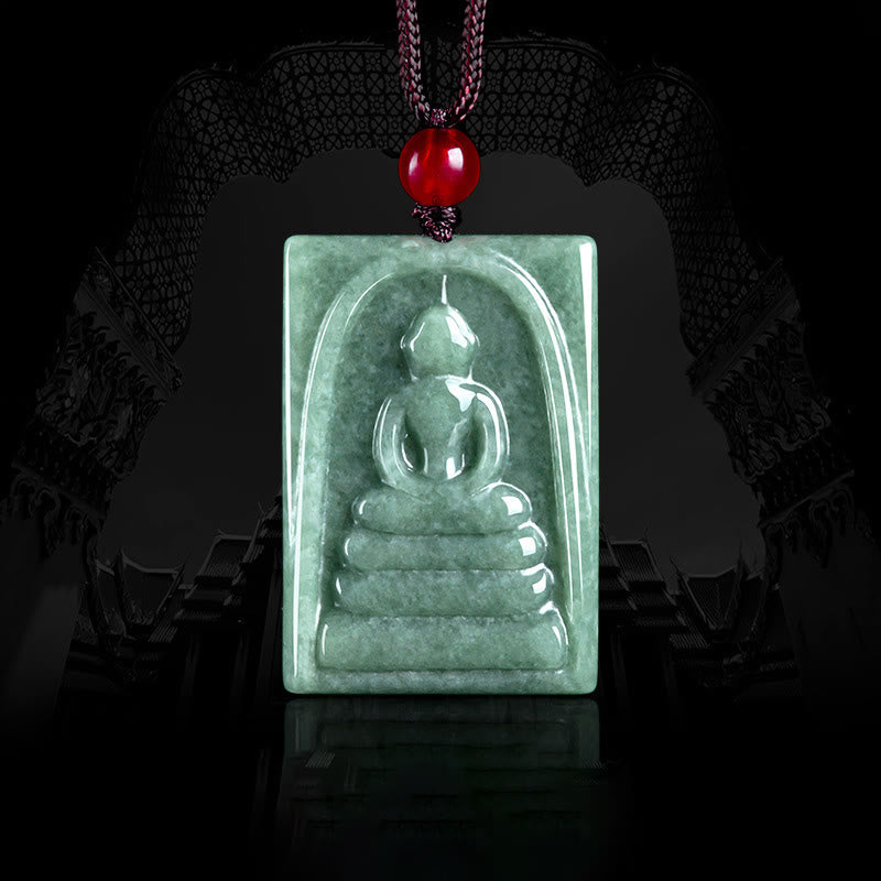 KarmaRipple's Formless Buddha Jade Square Amulet Prosperity String Pendant Necklace p1