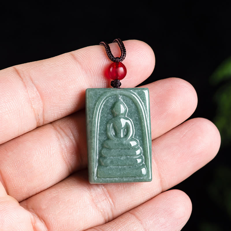 KarmaRipple's Formless Buddha Jade Square Amulet Prosperity String Pendant Necklace p5