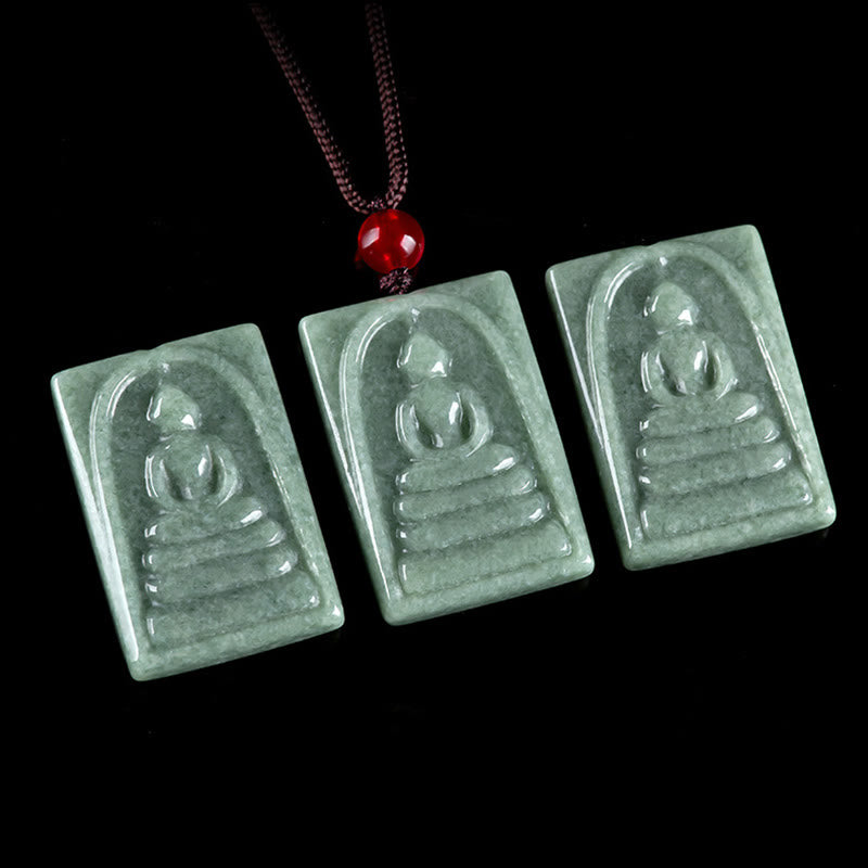 KarmaRipple's Formless Buddha Jade Square Amulet Prosperity String Pendant Necklace p8