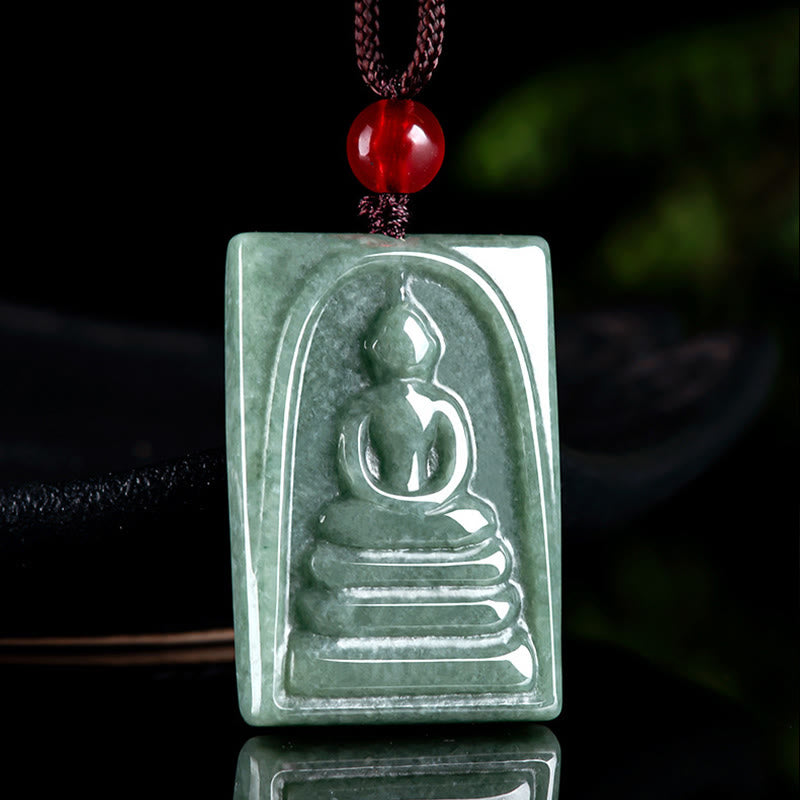 KarmaRipple's Formless Buddha Jade Square Amulet Prosperity String Pendant Necklace p2