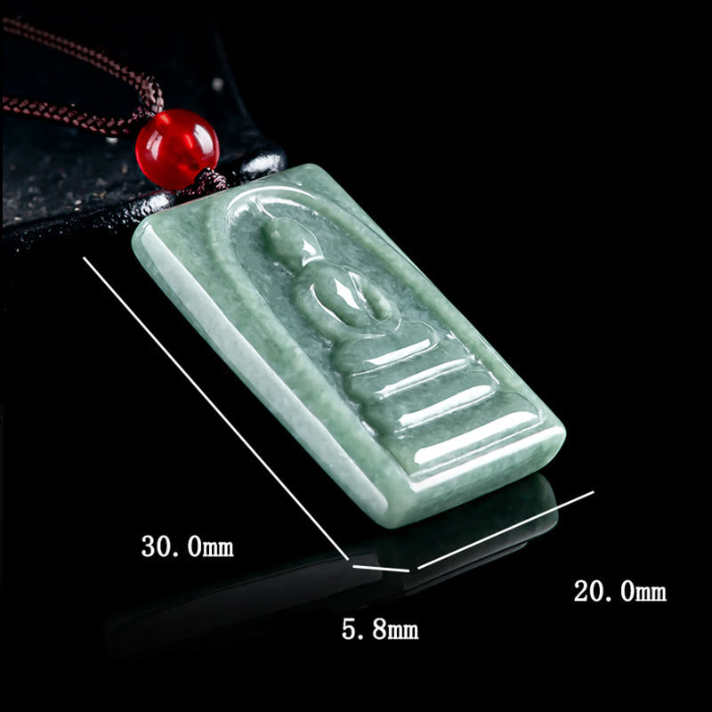 KarmaRipple's Formless Buddha Jade Square Amulet Prosperity String Pendant Necklace p9