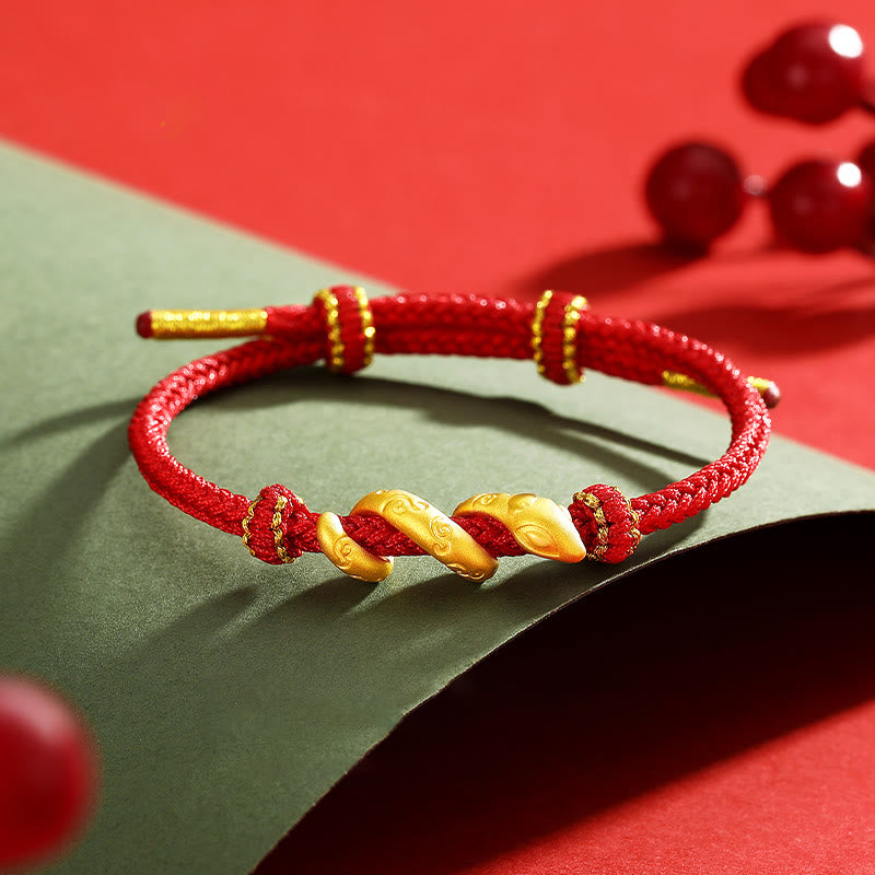 KarmaRipple's 999 Gold Red String Year Of The Snake Protection Bracelet p1