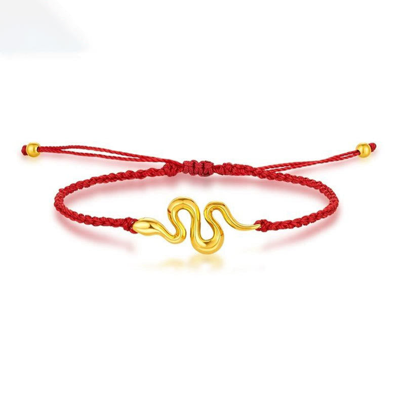 KarmaRipple's 999 Gold Red String Fortunate Beadwork Year Of The Snake Connection Bracelet p7