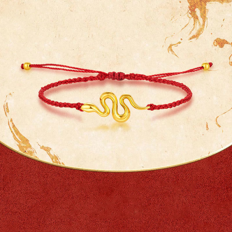 KarmaRipple's 999 Gold Red String Fortunate Beadwork Year Of The Snake Connection Bracelet p3