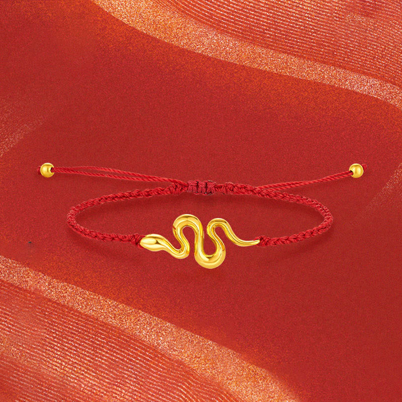 KarmaRipple's 999 Gold Red String Fortunate Beadwork Year Of The Snake Connection Bracelet p1