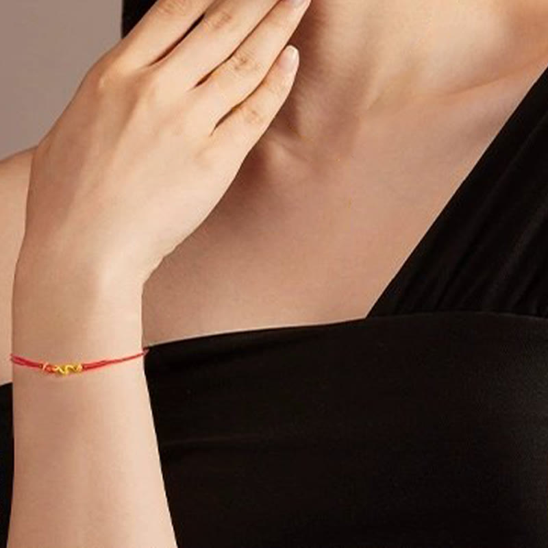 KarmaRipple's 999 Gold Red String Fortunate Beadwork Year Of The Snake Connection Bracelet p8