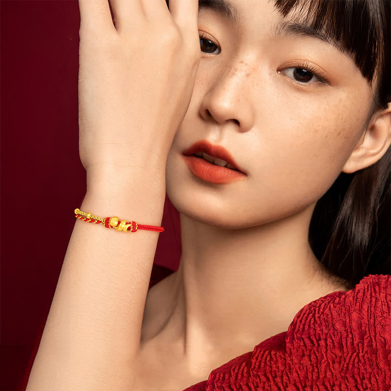 KarmaRipple's 999 Gold Beadwork Red String Year Of The Snake Fortune Bracelet p3