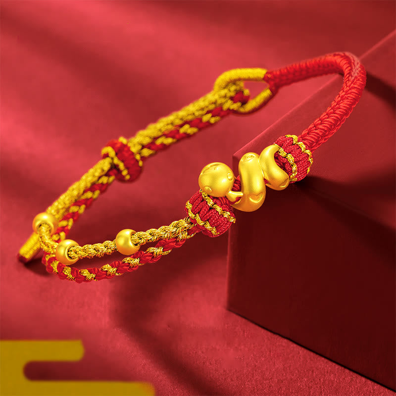 KarmaRipple's 999 Gold Beadwork Red String Year Of The Snake Fortune Bracelet p2