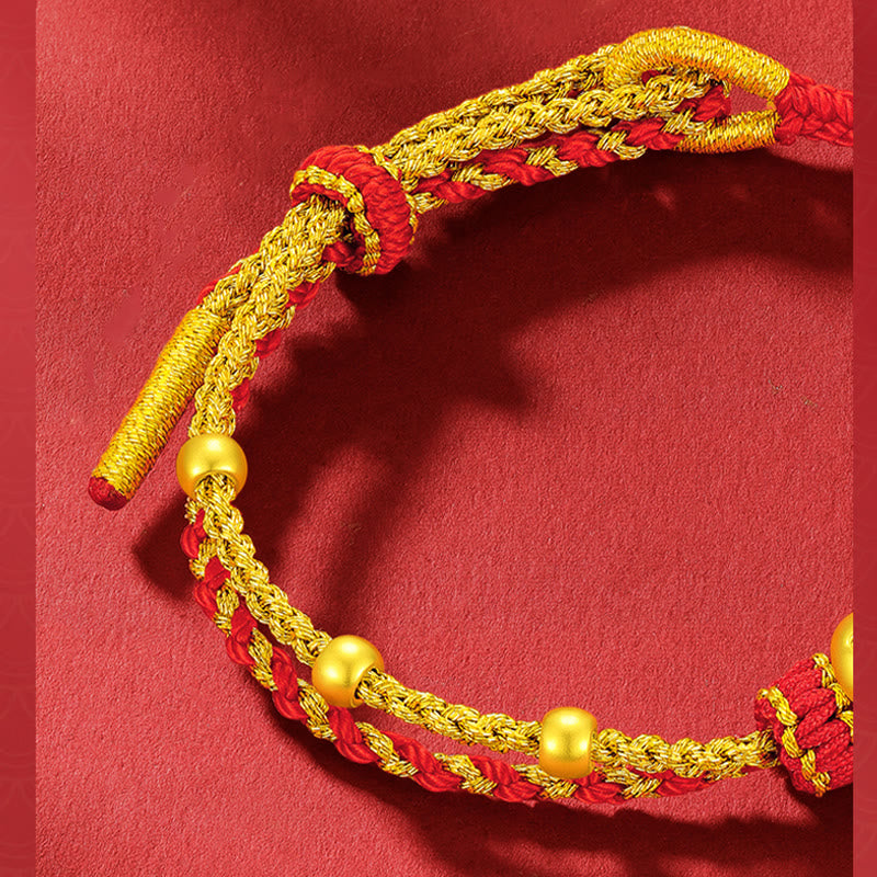 KarmaRipple's 999 Gold Beadwork Red String Year Of The Snake Fortune Bracelet p5