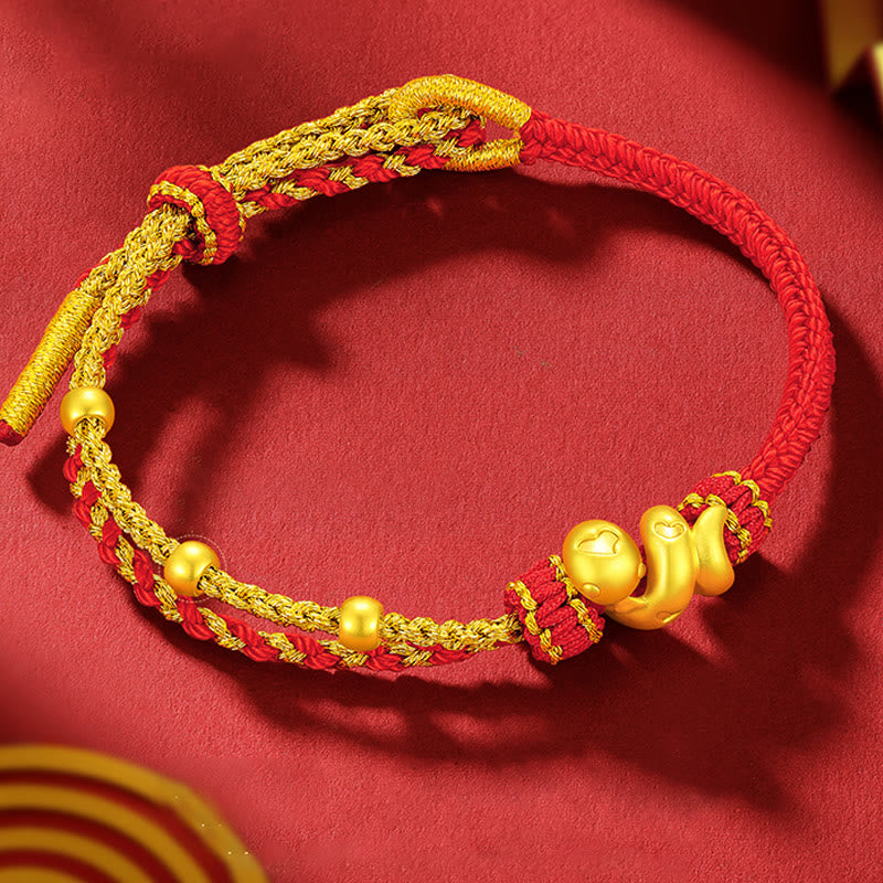 KarmaRipple's 999 Gold Beadwork Red String Year Of The Snake Fortune Bracelet p4