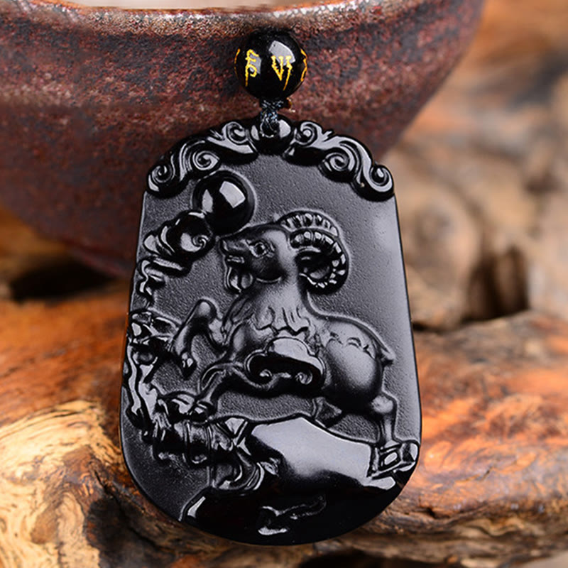 KarmaRipple's Chinese Zodiac Obsidian Purification Fulfilment Pendant Necklace p8