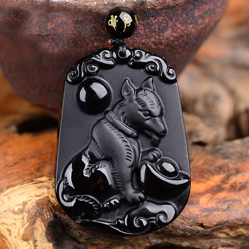 KarmaRipple's Chinese Zodiac Obsidian Purification Fulfilment Pendant Necklace p11