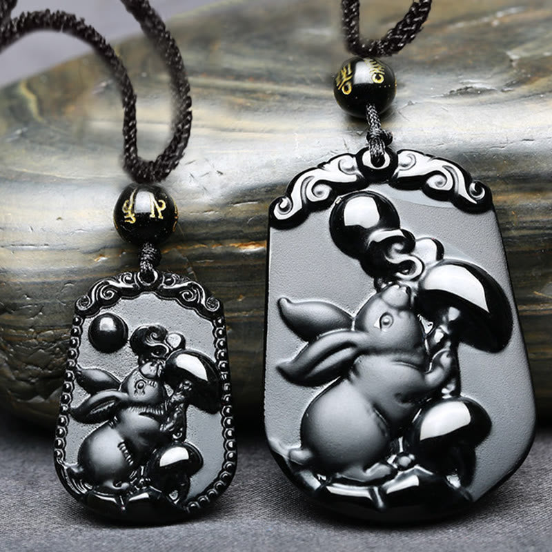 KarmaRipple's Chinese Zodiac Obsidian Purification Fulfilment Pendant Necklace p31