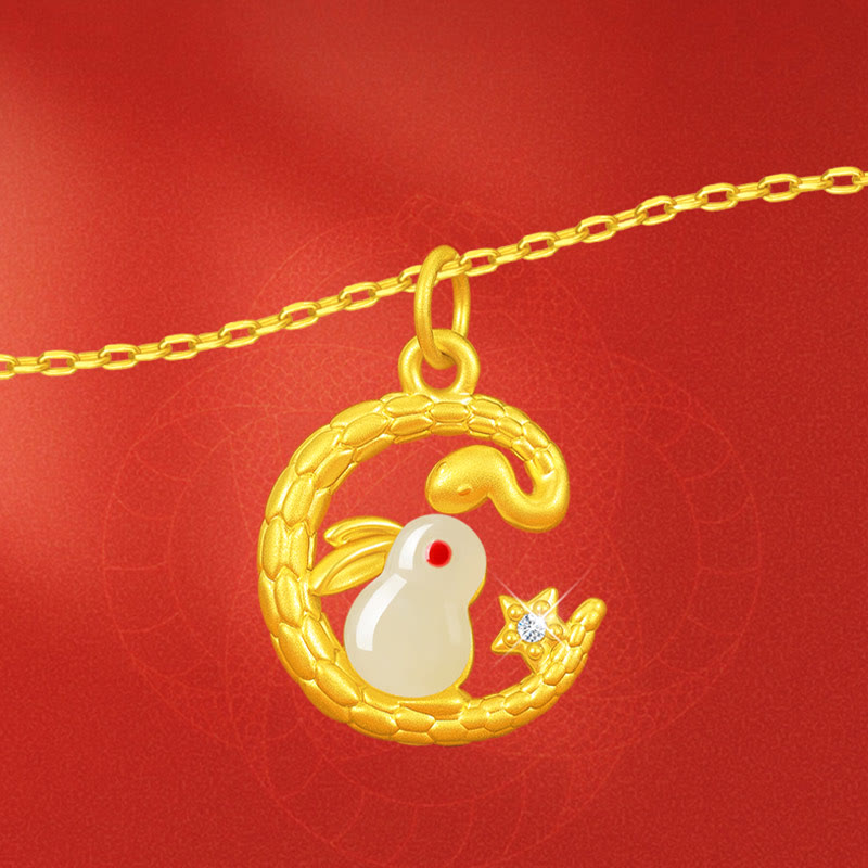 KarmaRipple's 999 Gold Snake Around Rabbit Year Of The Snake Fortune Pendant Necklace p10