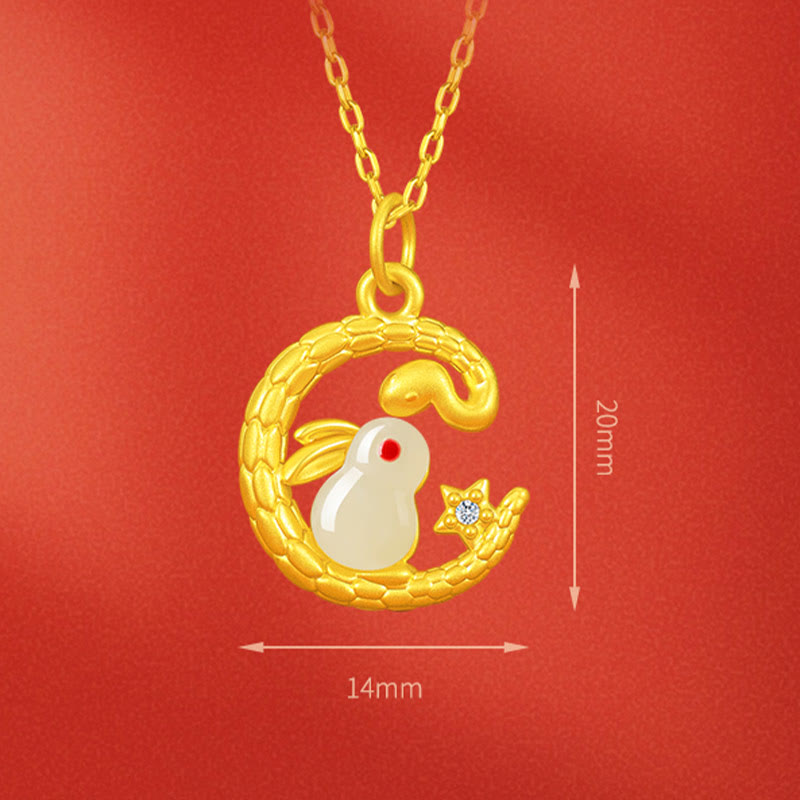 KarmaRipple's 999 Gold Snake Around Rabbit Year Of The Snake Fortune Pendant Necklace p5