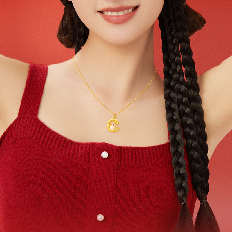 KarmaRipple's 999 Gold Snake Around Rabbit Year Of The Snake Fortune Pendant Necklace p4