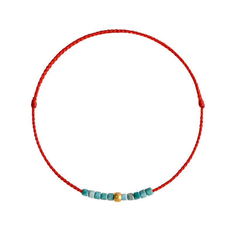 KarmaRipple's 999 Gold Beadwork Turquoise Protection Woven Bracelet Anklet p11