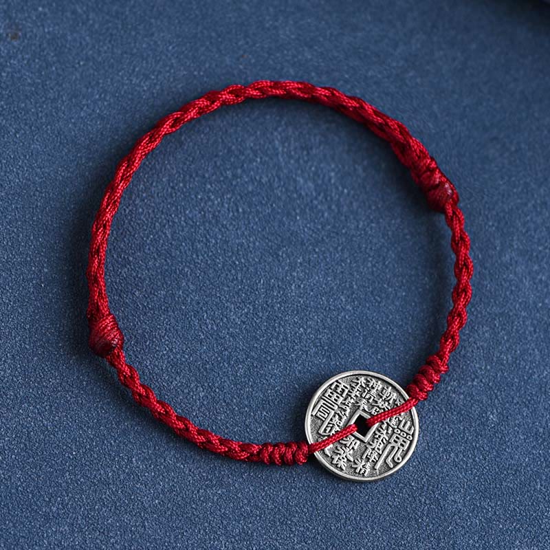 KarmaRipple's 925 Sterling Silver Coin Protection Woven Bracelet Anklet p2