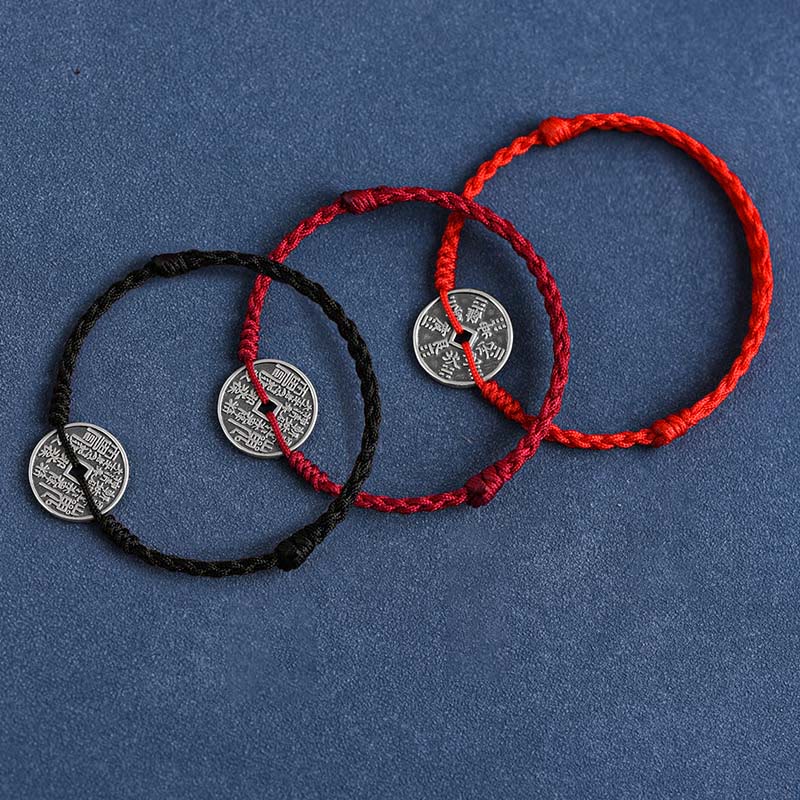 KarmaRipple's 925 Sterling Silver Coin Protection Woven Bracelet Anklet p18