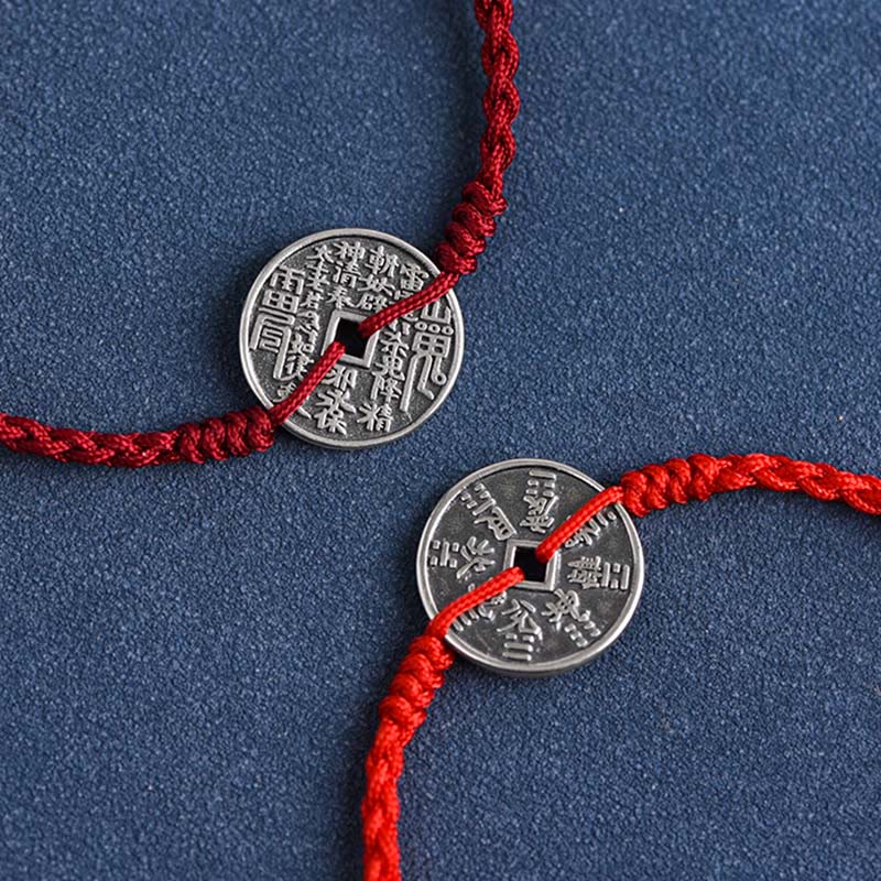 KarmaRipple's 925 Sterling Silver Coin Protection Woven Bracelet Anklet p7