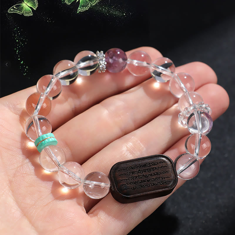 KarmaRipple's Ivory Gemstone Ebony Wood Sak Yant Zashi Lhamo Balancing Bracelet p13