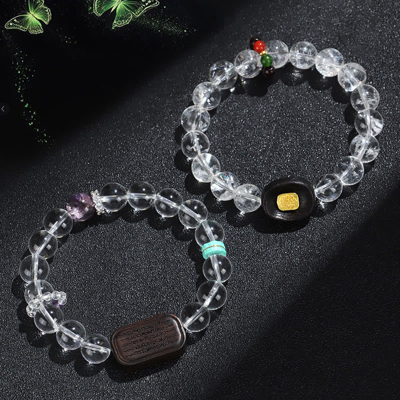 KarmaRipple's Ivory Gemstone Ebony Wood Sak Yant Zashi Lhamo Balancing Bracelet p3