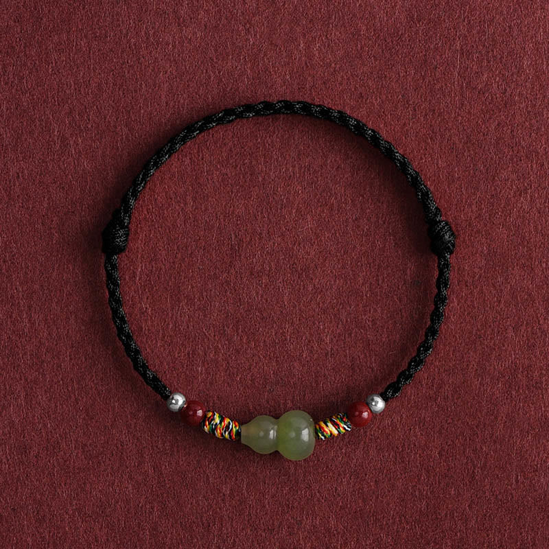 KarmaRipple's Authentic Hetian Jade Gourd Protection Fortune Woven Bracelet Anklet p3
