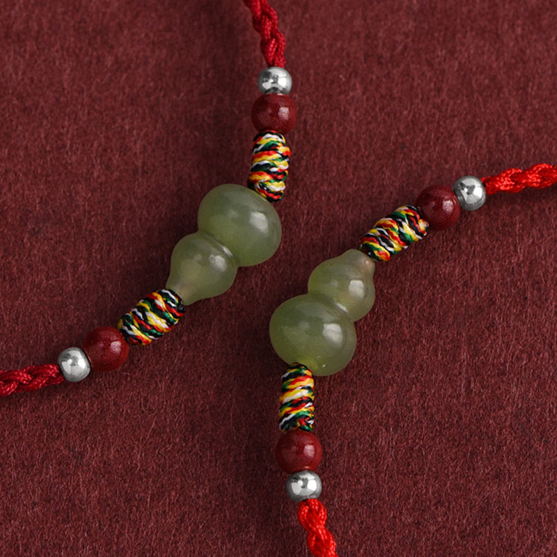 KarmaRipple's Authentic Hetian Jade Gourd Protection Fortune Woven Bracelet Anklet p4