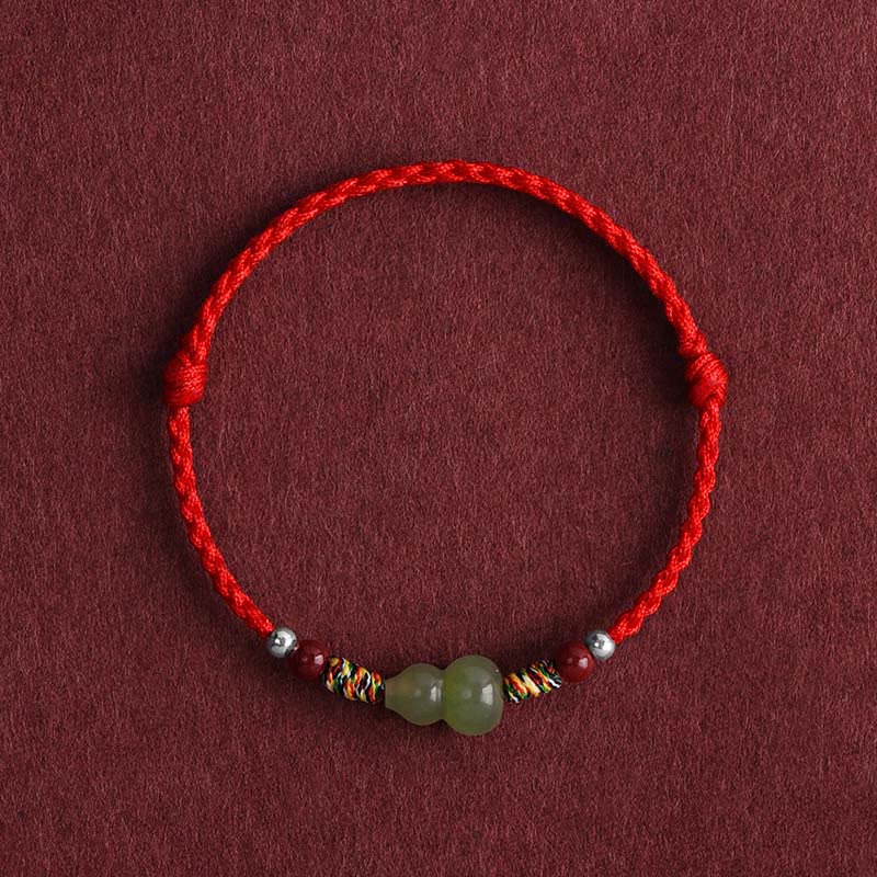 KarmaRipple's Authentic Hetian Jade Gourd Protection Fortune Woven Bracelet Anklet p21
