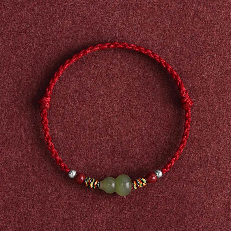 KarmaRipple's Authentic Hetian Jade Gourd Protection Fortune Woven Bracelet Anklet p17