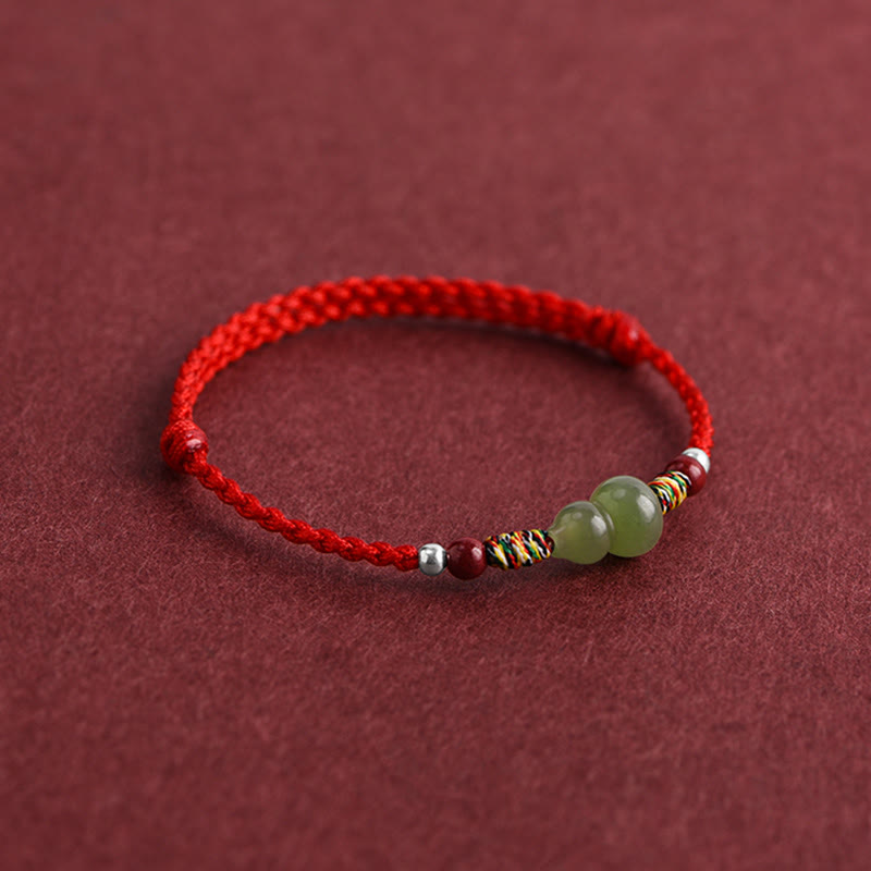 KarmaRipple's Authentic Hetian Jade Gourd Protection Fortune Woven Bracelet Anklet p14