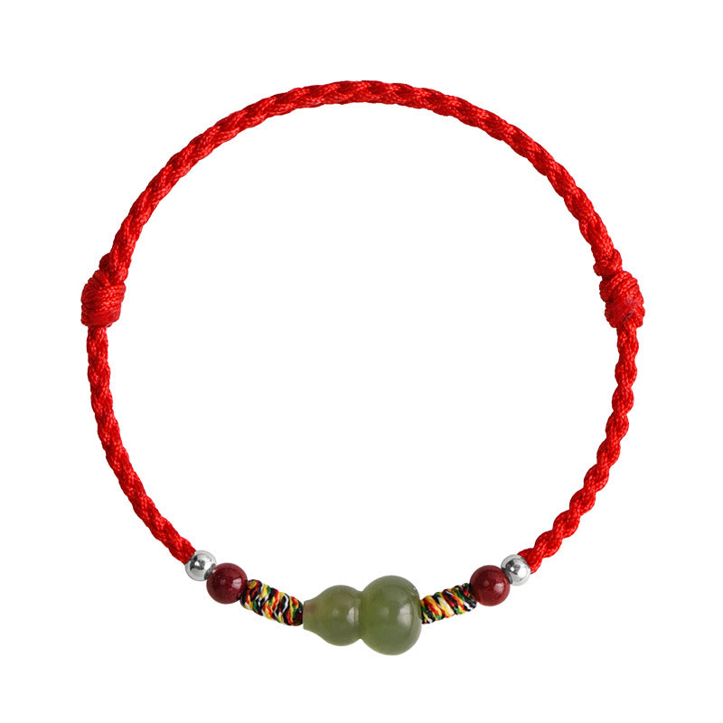 KarmaRipple's Authentic Hetian Jade Gourd Protection Fortune Woven Bracelet Anklet p11