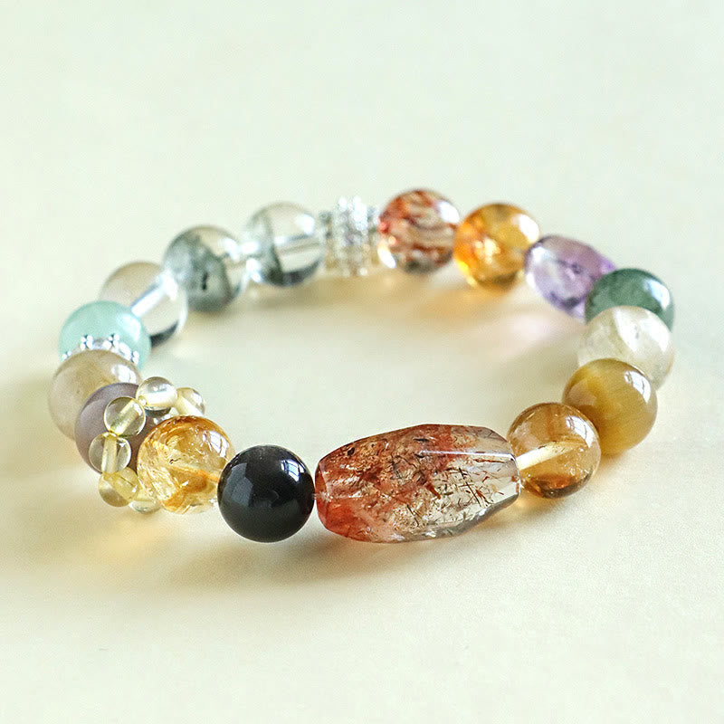 KarmaRipple's Super Seven Gemstone Topaz Obsidian Tiger Eye Positivity Bracelet p17