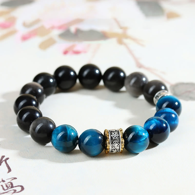 KarmaRipple's Blue Tiger Eye Silver Sheen Obsidian Strength Bracelet p9